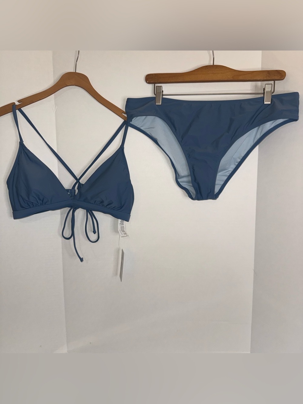 Cupshe Slate Blue Tie-Front Bikini Set